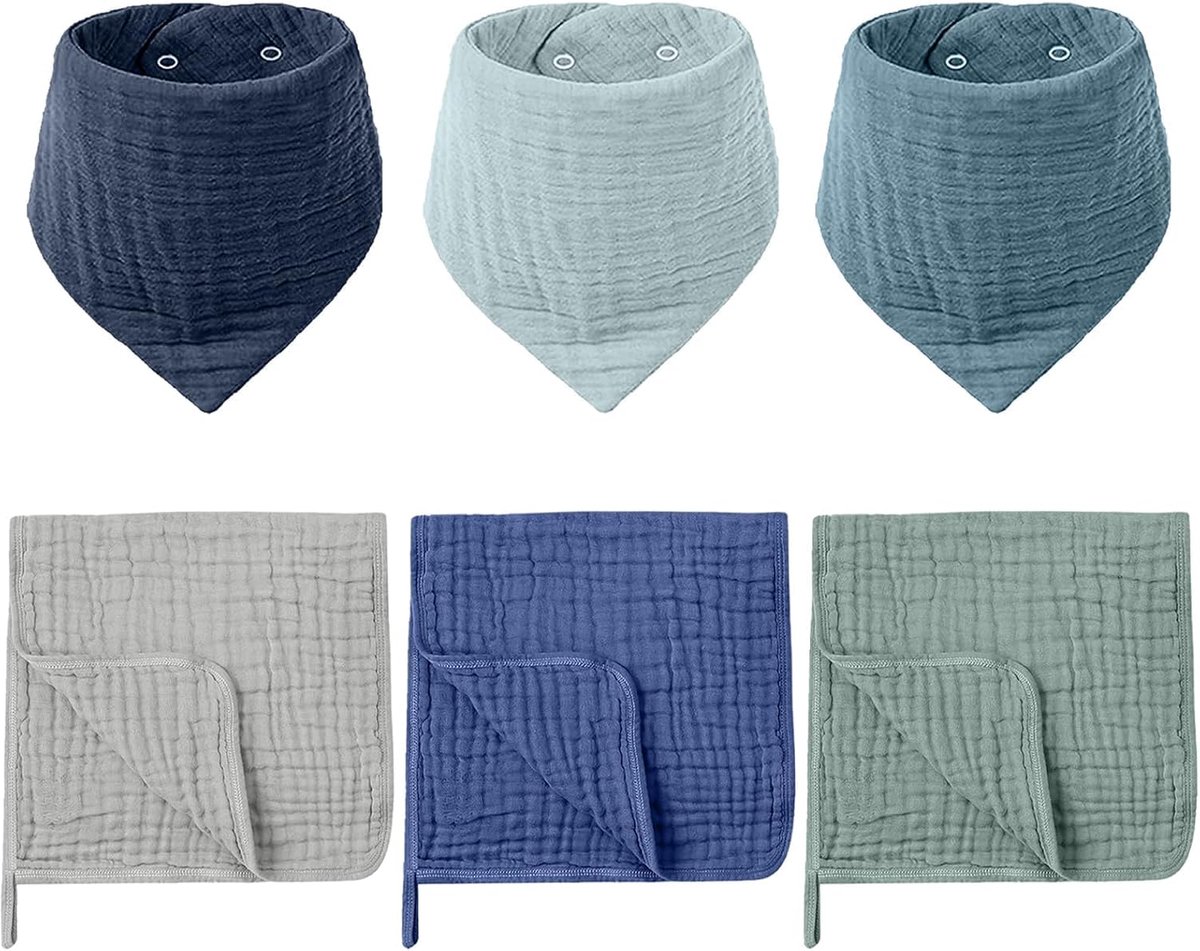 6 stuks kinderslabbetjes mousseline halsdoek kinderen slabbetjes baby halsdoeken baby spuugdoek zacht super absorberend verstelbaar voor jongens en meisjes jongens en meisjes peuters