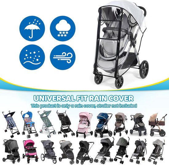 Regenhoes kinderwagen – Universele regenhoes – Regenhoes Buggy Universeel - Wandelwagen regen hoes - transparent — afbeelding 3