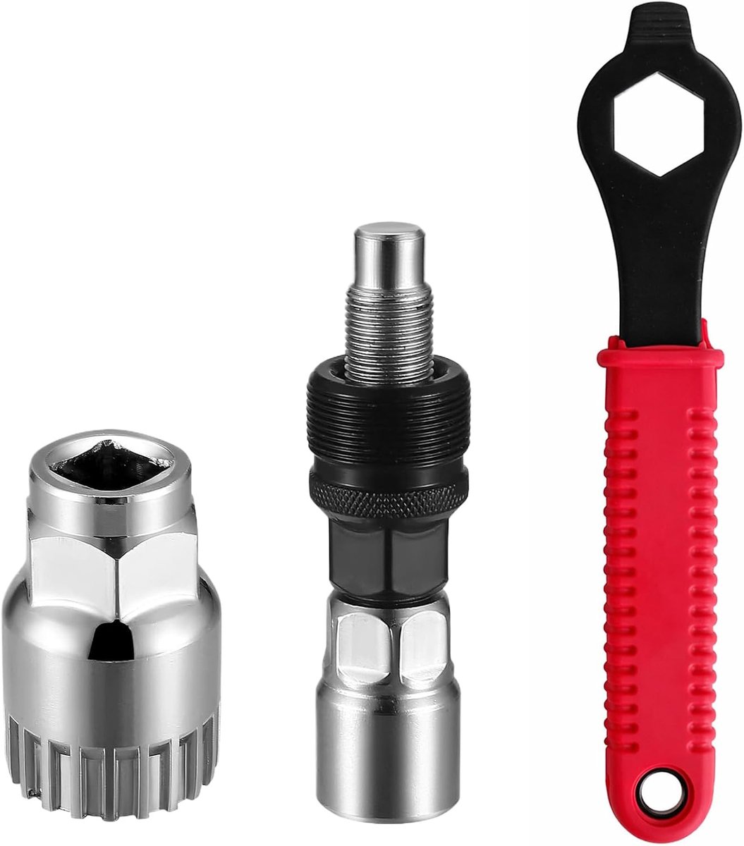 3-in-1 fietscrankgereedschapsset, cranktrekker, fietsgereedschap met versterkte moersleutel, cassette-trekker van koolstofstaal, trapas gereedschap voor verschillende fietsen
