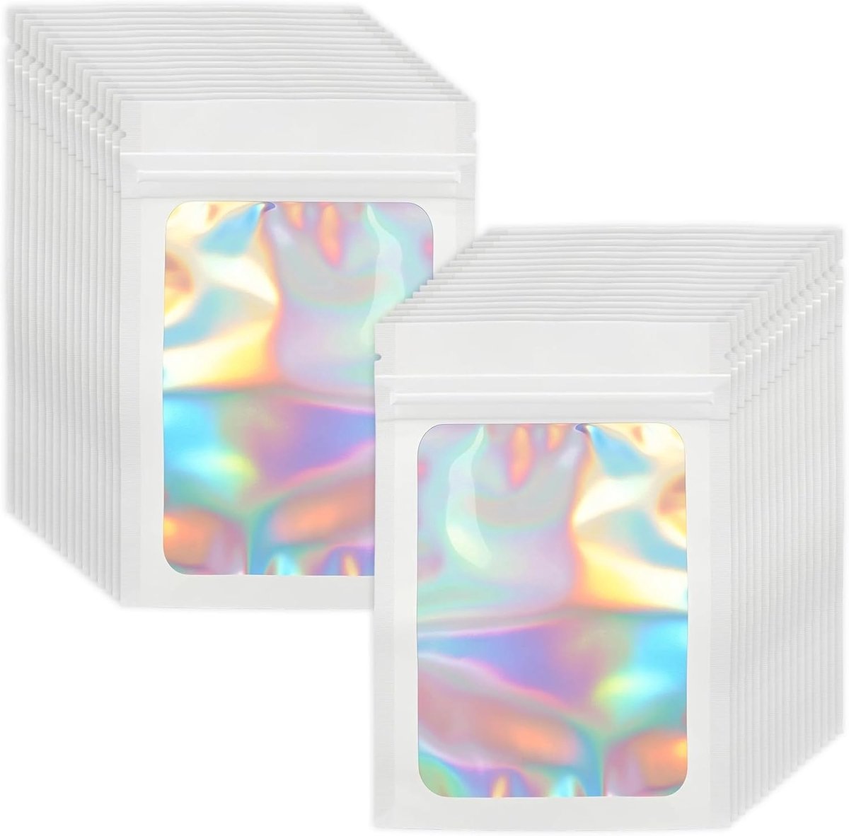 100 stuks holografische zakjes, kleine Mylar-zakken, 10,5 x 15 cm, ritszakken