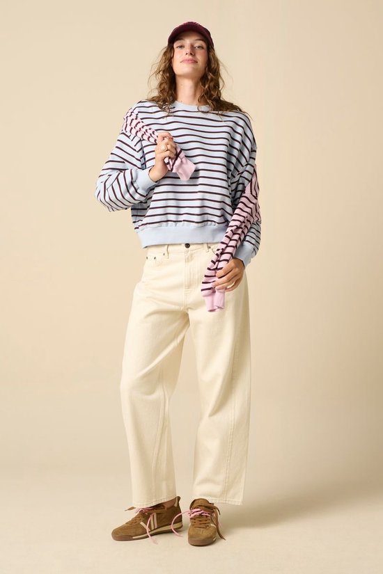 Lichtblauwe Gestreepte Sweater