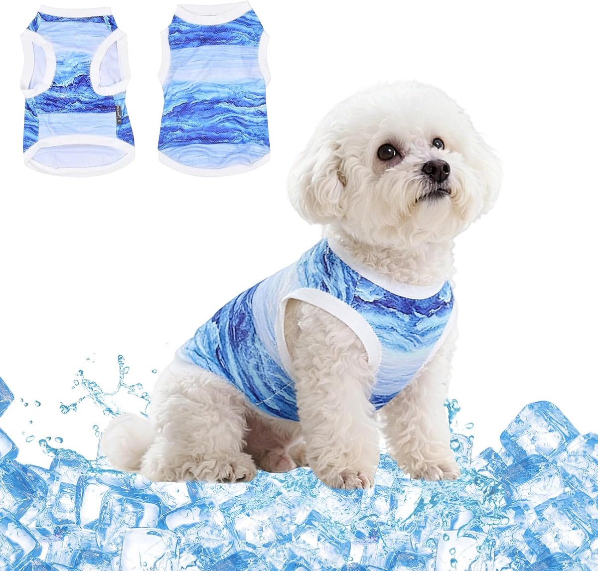 Koelvest voor honden, ademend, verkoelende hondenjas, zacht en comfortabel, koelvest voor kleine en middelgrote honden (blauw, M)