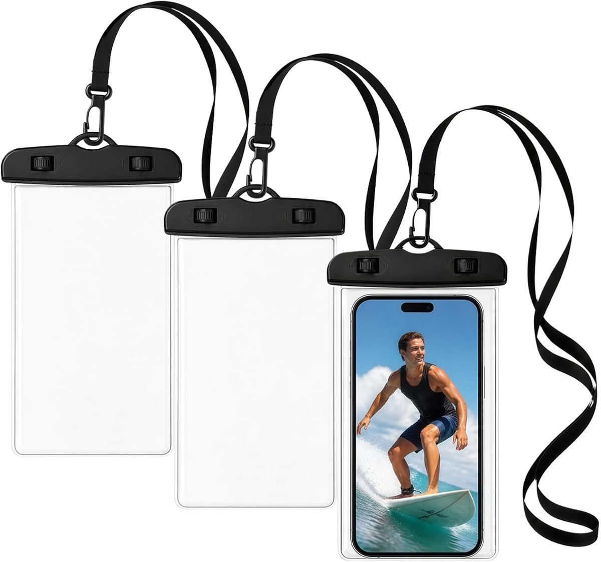 Waterdichte smartphonehoesjes, universele waterdichte touchscreen-telefoonhoes, HD-transparant, waterbeschermhoes voor strand, zwembad en reizen, compatibel met iPhone 17, 16, 15 en 14