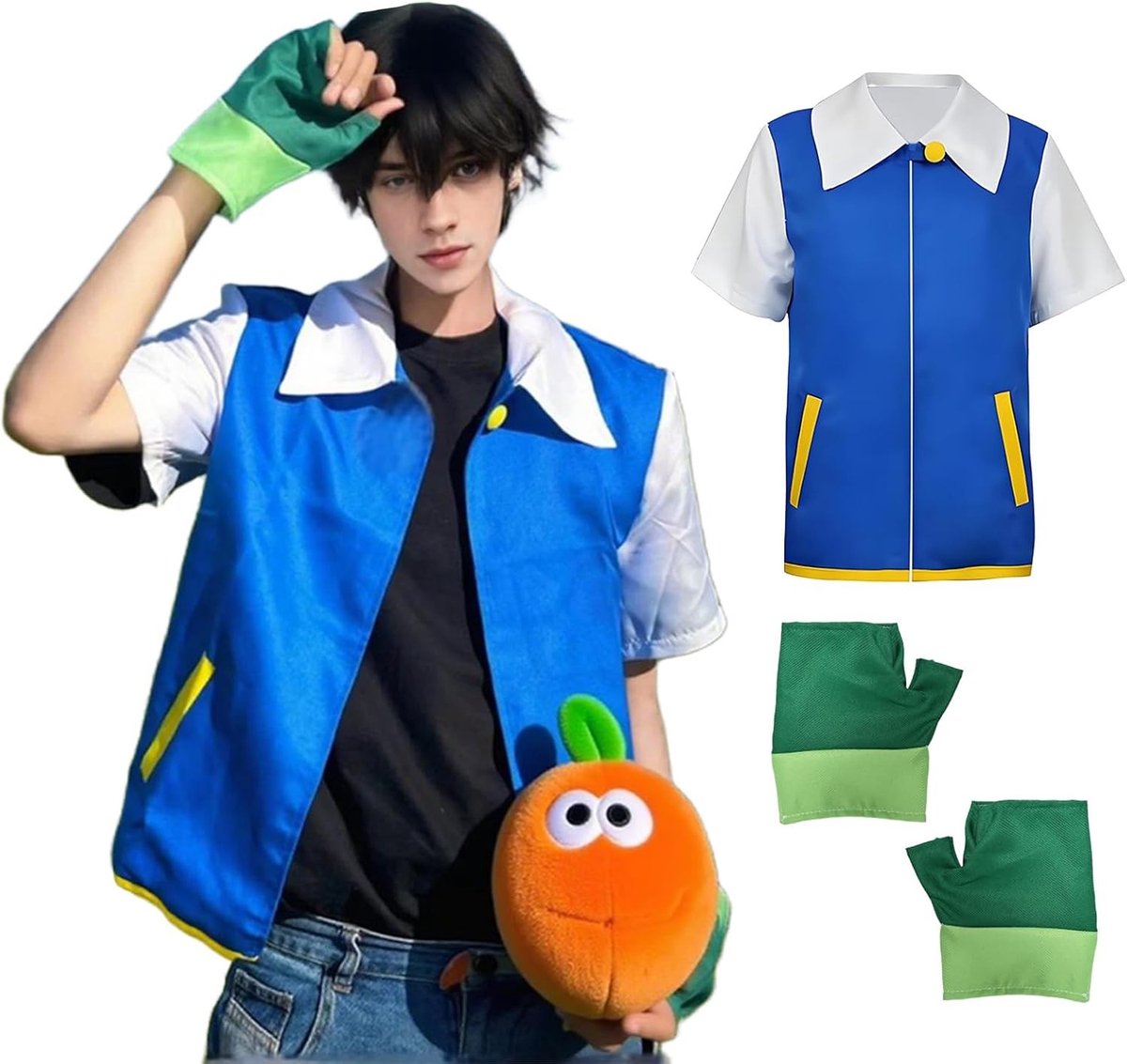 Classic Ash Ketchum Cosplay Kostuum voor Volwassenen, Unisex, Perfect voor Carnavals, Themafeesten en Toneelvoorstellingen