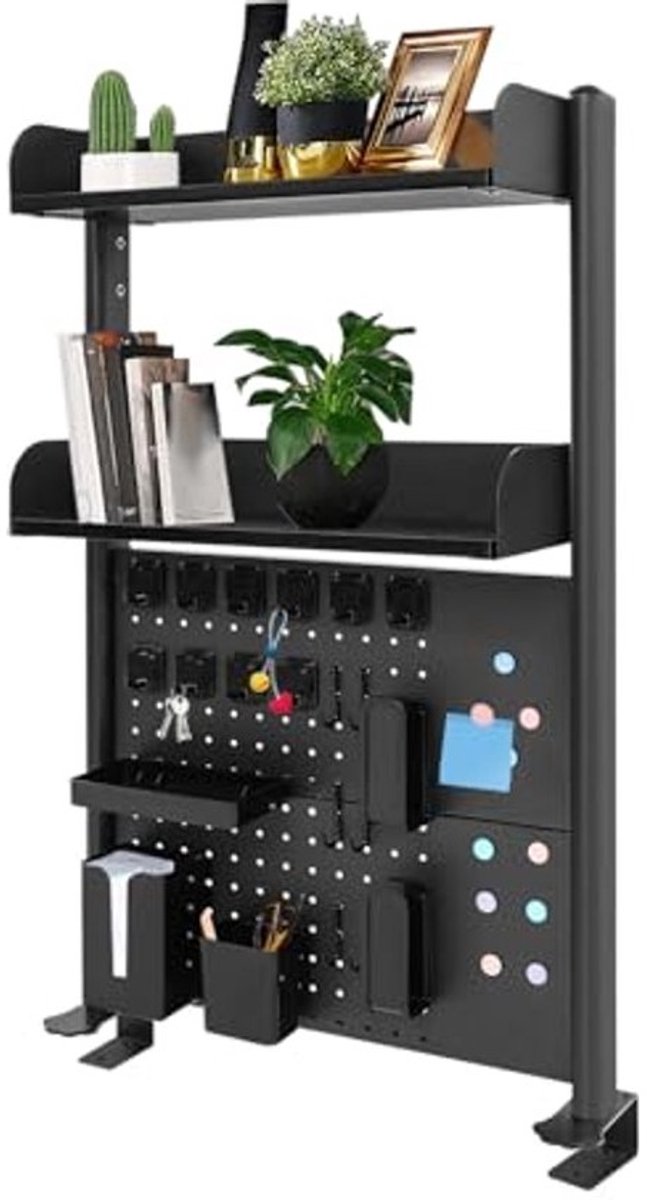3-Tier Bureau Organizer voor Computer, Gaming en Thuis - Modulaire Wandplank in Zwart (60 x 95 cm)