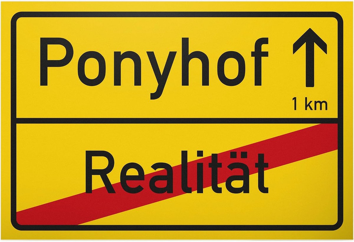 Plaatsnaambord (30 x 20 cm) - Grappig kunststof bord, deurbordje kantoor/kamer, cadeau-idee paarden beste vriendin/collega - Het leven is geen ponyhof cadeau
