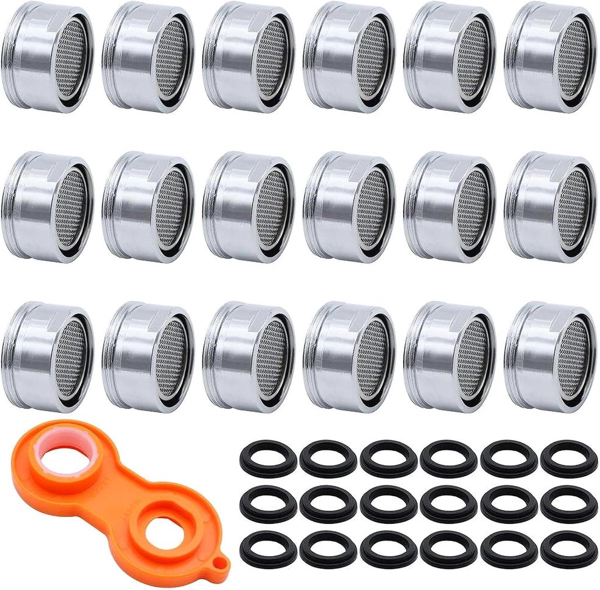 24mm Stainless Steel Faucet Tap Aerator 18 Pieces External thread Replacement Tap Spout Aerator Nozzle Used in Kitchen Bathtub Sink Pressurized Tap