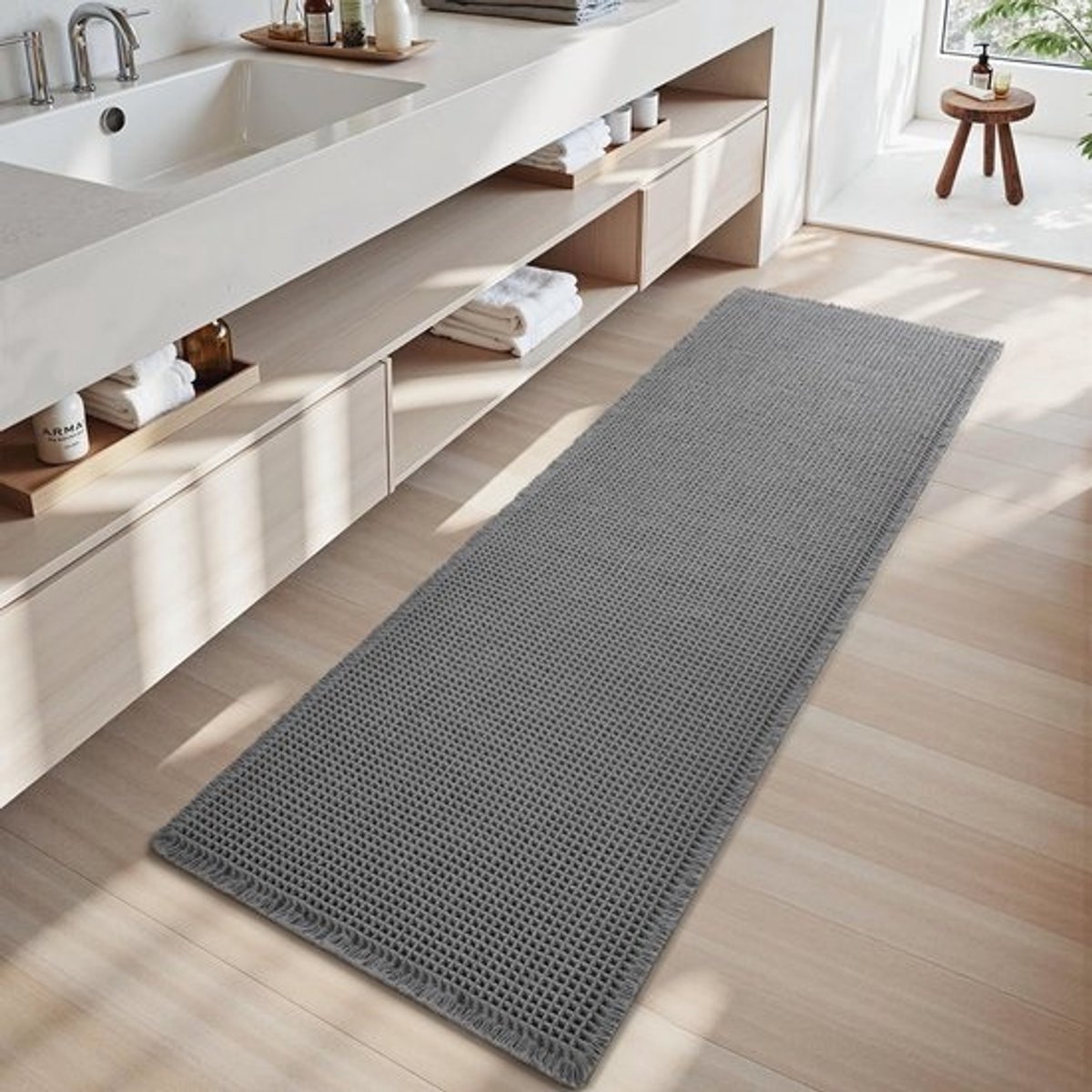 Superabsorberende Antislip Wafelbadmat - Ultrazacht en Wasbaar - Donkergrijs 40x60 cm
