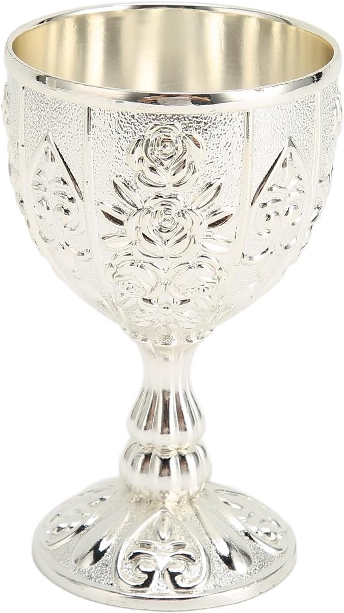 Reliëf Wijnbeker, Vintage Metalen Borrelglaasjes, Vintage Beker Wijn Likeur Beker Bloemenpatroon Prachtige Details Metalen Wijnbeker Voor Thuisgeschenken(zilver)