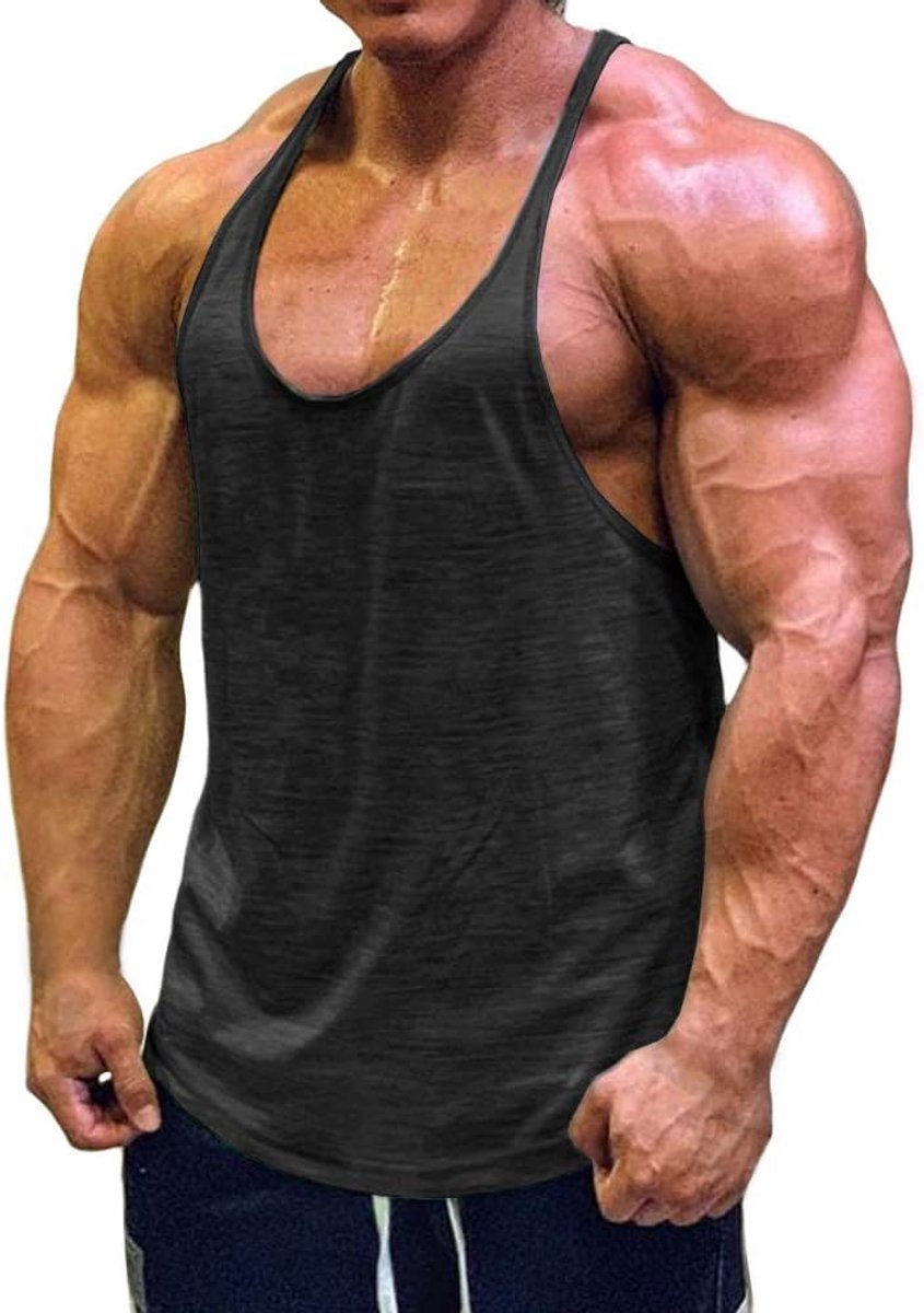 Cmdr Stringer, tanktop voor heren, Y-vormige rug, bodybuilding, sportschool, fitness, verpakking van 1 of 3 T-shirts
