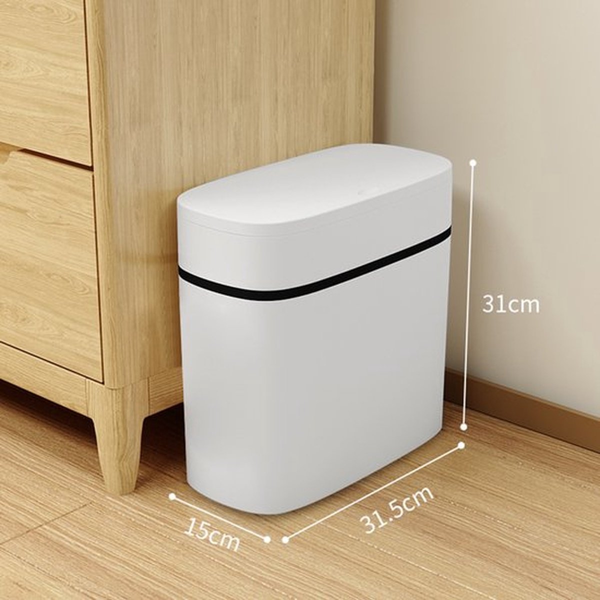 Afvalbak Van 12 Liter Met Drukdeksel, Kunststof Afvalbak, Geschikt Voor Badkamer, Keuken, Toilet, Kantoor, Kamer En Slaapkamer.