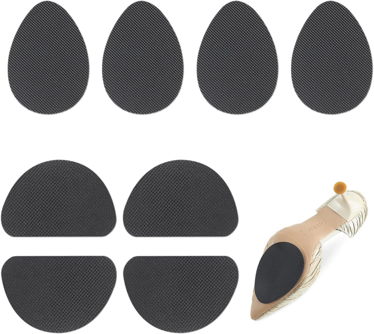 4 paar antislip inlegzolen, antislip schoenclips, zelfklevend antislip rubber, zelfklevende anti-slip hoge hakken, stickers ter vermindering van hielgeluiden (zwart)