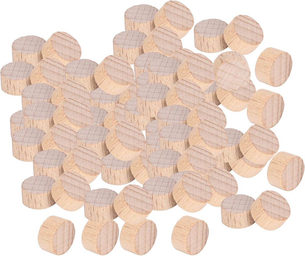 Houten Schijven Set, 100 Stuks Natuurlijke Beuken Ronde Plakjes, 1-2 cm Onvoltooide Cirkels voor DIY Kunst en Ambachten