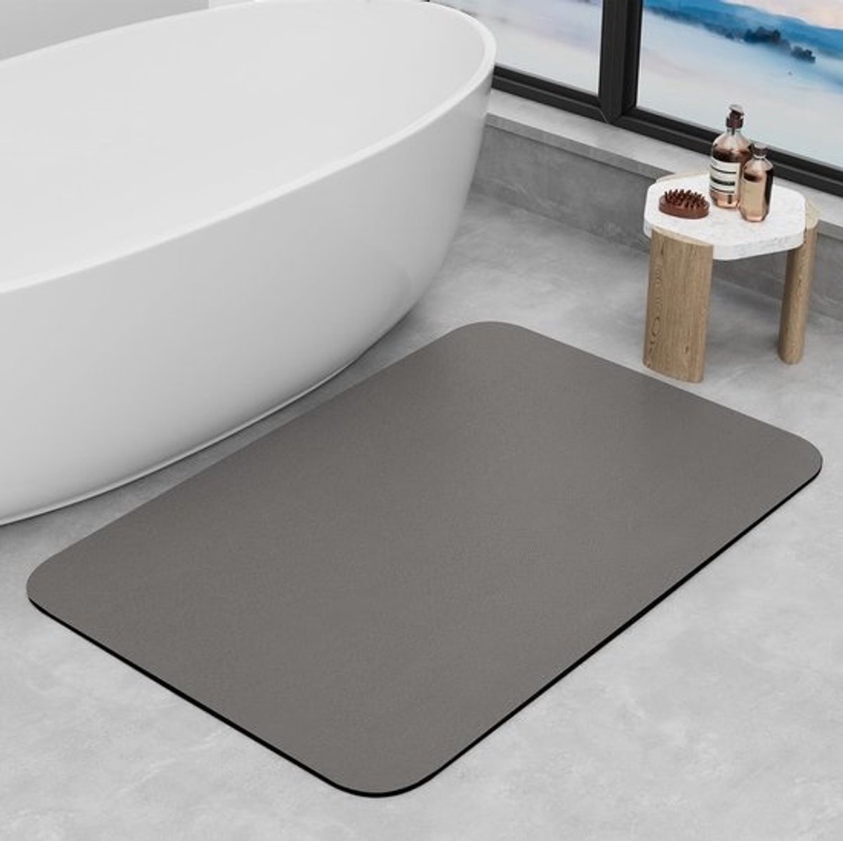 Absorberende Sneldrogende Badmat met Antislip Voor Douche, Badkuip en Wastafel - Donkergrijs 43x80cm