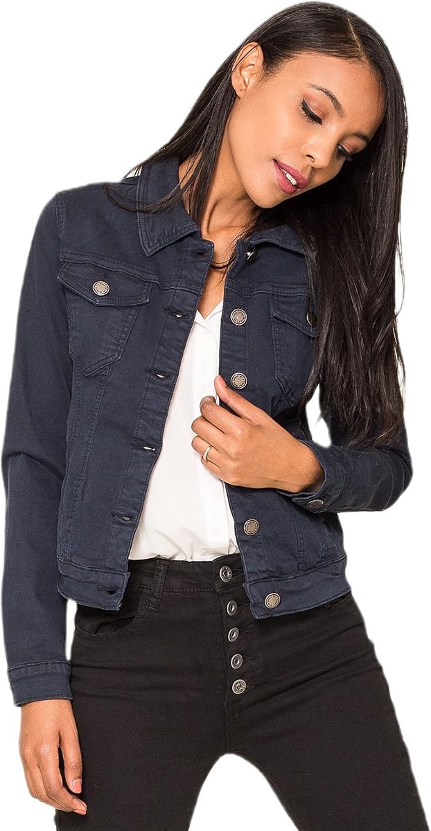 Carter J212 Slim-Fit jeansjack voor dames, gekleurde overgangsjas met kentkraag en zakken, lente- en zomerjas, stretch jas