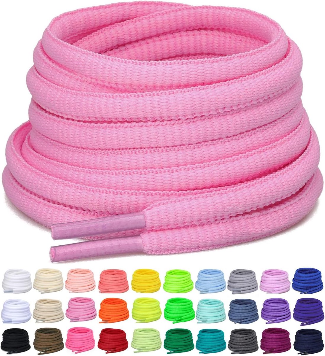 2 paar ovale veters voor sportschoenen, breedte 6 mm, halve ronde veters voor sneakers, 16 kleuren veters voor loopschoenen en laarzen