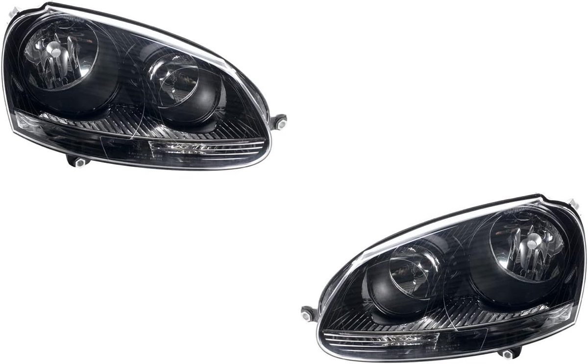 Koplampen halogeen voorzijde geschikt voor VW Golf 5 V set chroom/zwart /03 Nieuw