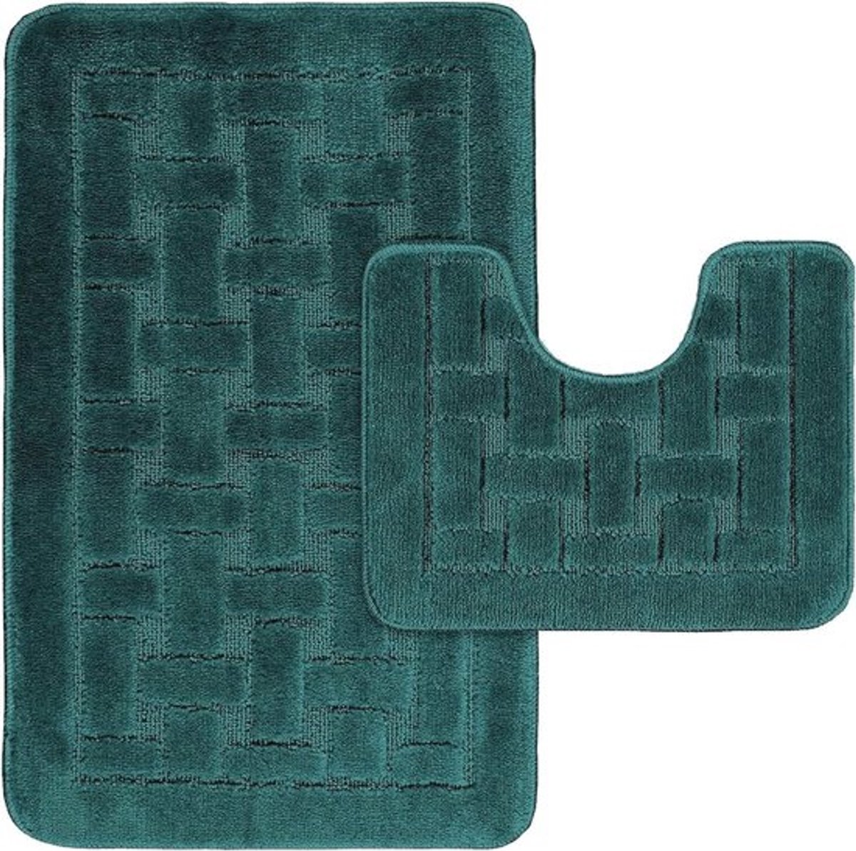 Badmat Set - Badkamer Tapijt - Veilig Douchen - Ultra Zacht Absorberend - 2 Delig - Turkoois