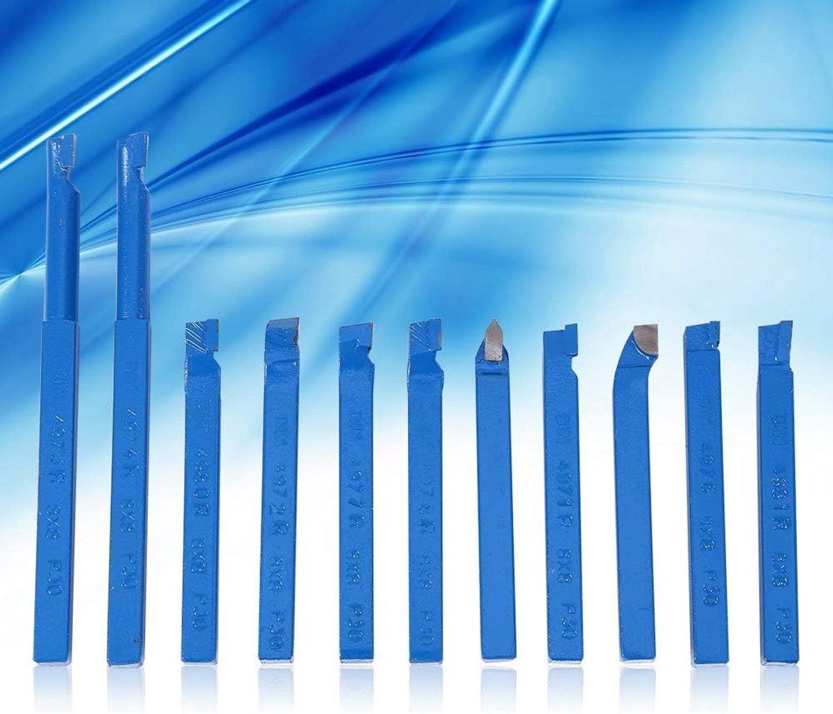 11 stks 8 * 8mm Blauw CNC Metalen Draaibank Gereedschap Carbide Getipt Weld Frezen Snijden Draaigereedschap Set voor Gewone Draaibanken Semi-automatische Automatische Draaibanken