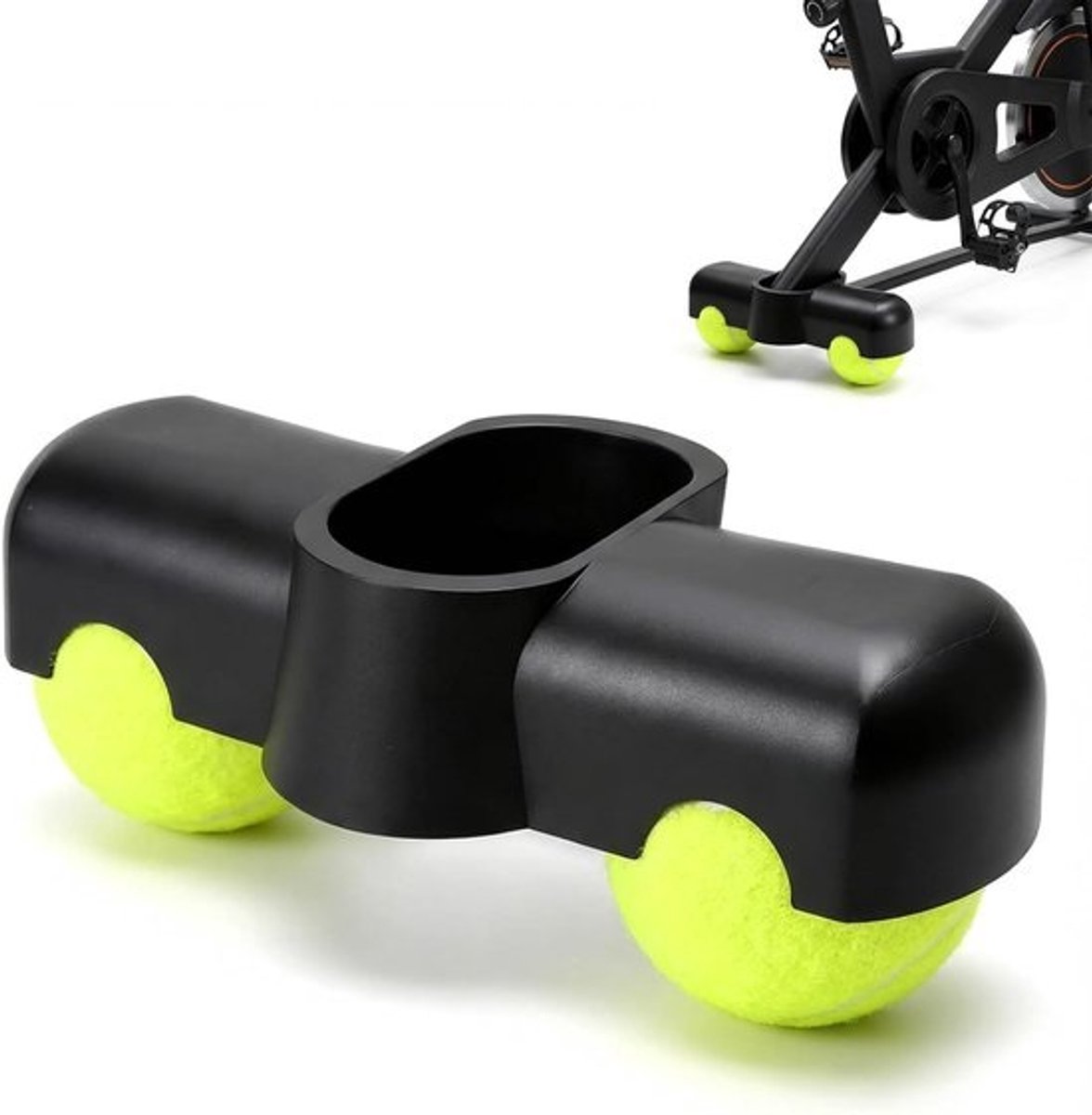 Accessoires voor fietstrainers - Onderdelen voor indoor cycling - Intensieve training - Demping met tennisbal - 24 x 15 x 6 cm - Zwart