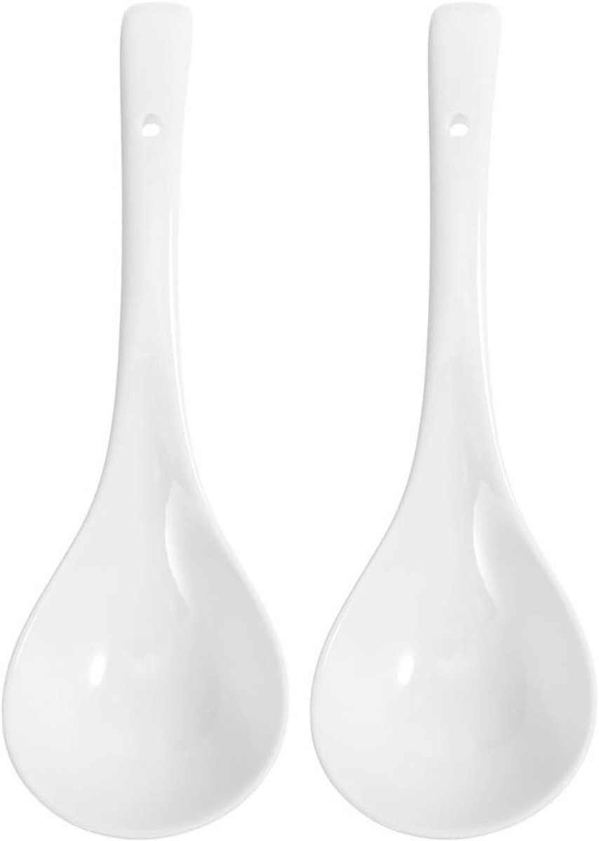 Set van 2 grote keramische soepscheppen - Porseleinen lepels voor soep en rijst - Keukenaccessoires