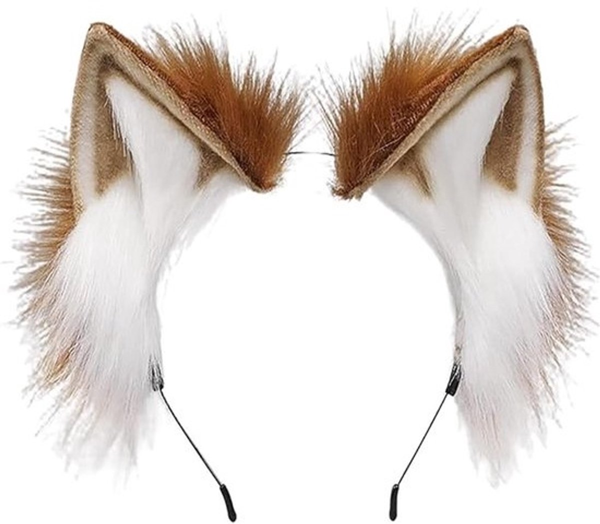 Handgemaakte Furry Fox-kattenorenhaarband - Bruin-wit - Therian cosplay, Halloween en anime-accessoire