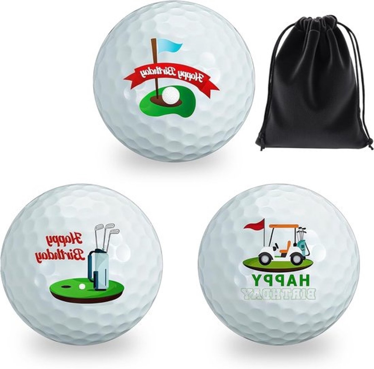 Luxe Golf Cadeauset met 3 Grappige Golfballen voor Mannen - Gepersonaliseerde Verjaardagscadeaus voor Golf Fans in Standaardformaat