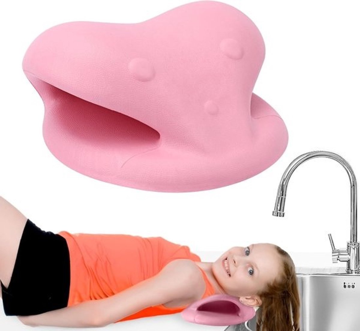 Ergonomisch haarwasstation voor kinderen met neksteun - voor thuis, badkuip en salon - shampoo tray en schouderondersteuning