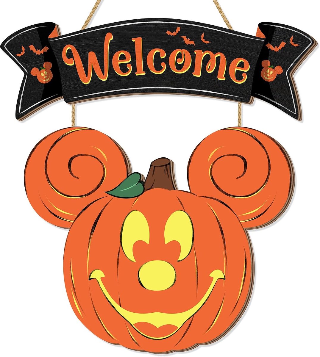 Halloween welkomstbord om op te hangen, vrolijk bord voor de voordeur, Halloweenversieringen