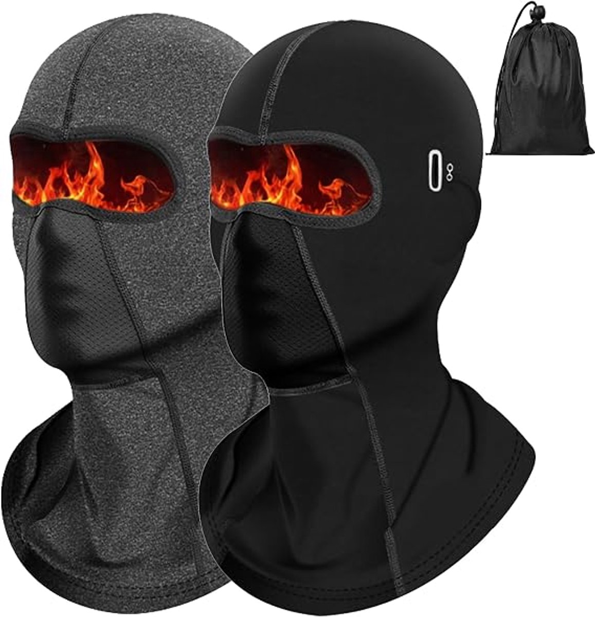 Ski-bivakmuts vochtregulerend en warm beschermt tegen wind en kou voor skiën fietsen en motorrijden volledig gezichtsmasker voor buitensporters 1 stuk Zwart