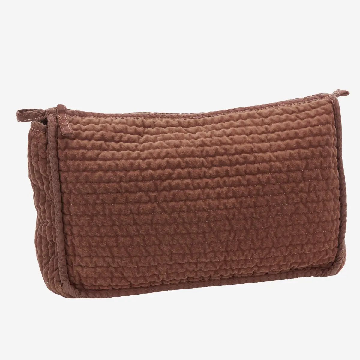 Madam Stoltz - gewatteerde velvet toilettas – Brick – 30x10x20 cm