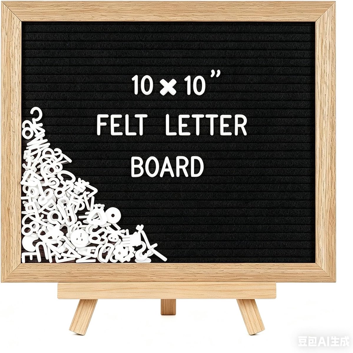 Zwart vilten letterbord van 25 x 25 cm met houten frame, prikbord met standaard en ophanghaak voor thuis, kantoor, klaslokaal en zakelijke presentaties.