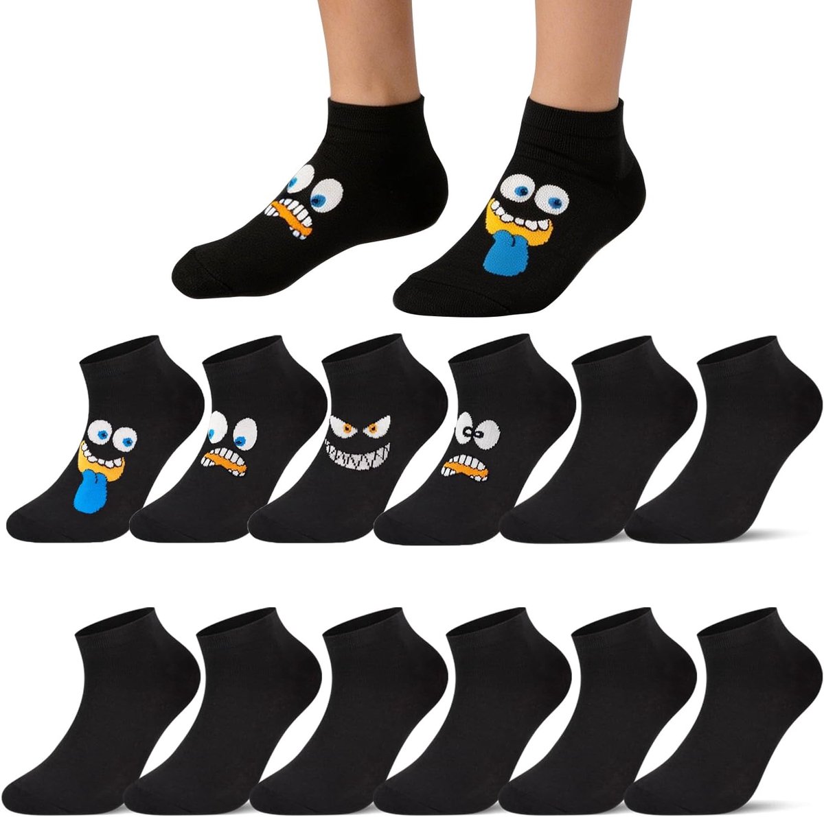 L&K 2894 Kindersokken voor jongens, enkelsokken, sneakersokken, sportsokken, loopsokken, vrijetijdssokken, 12 stuks, katoen