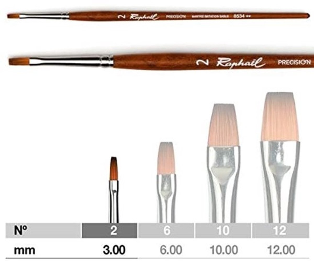Set van 4 Platte Kwasten Serie 8534 voor Kunstenaars - Zandkleur
