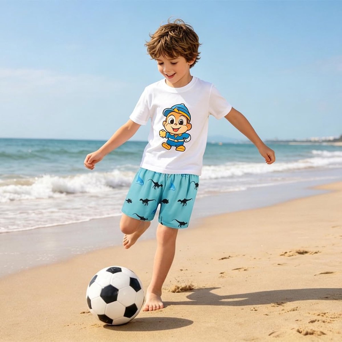 Zwemshorts Badmode Jongens,Hipster Boxershorts met Verstelbaar Trekkoord Snel Drogende Zwemboxer Zwembroek met Zakken Elastische Tailleband,Modeprints,voor kinderen van 7-12 jaar