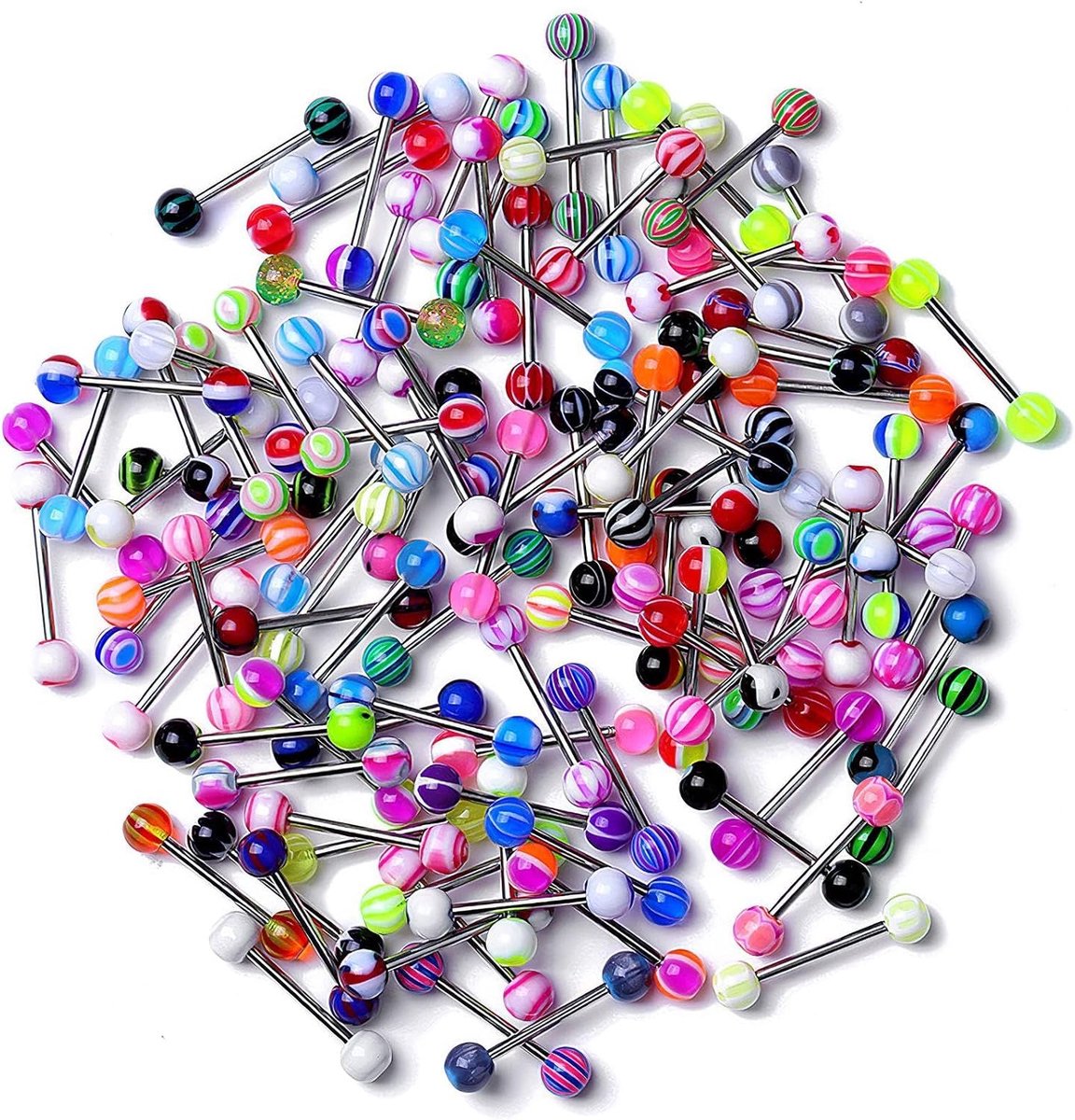 30 Roestvrijstalen Tongnagels, Gekleurde, Rechte Pool Tong Nagels, Modieuze Lipnagels En Gepersonaliseerde Penetrerende Accessoires.