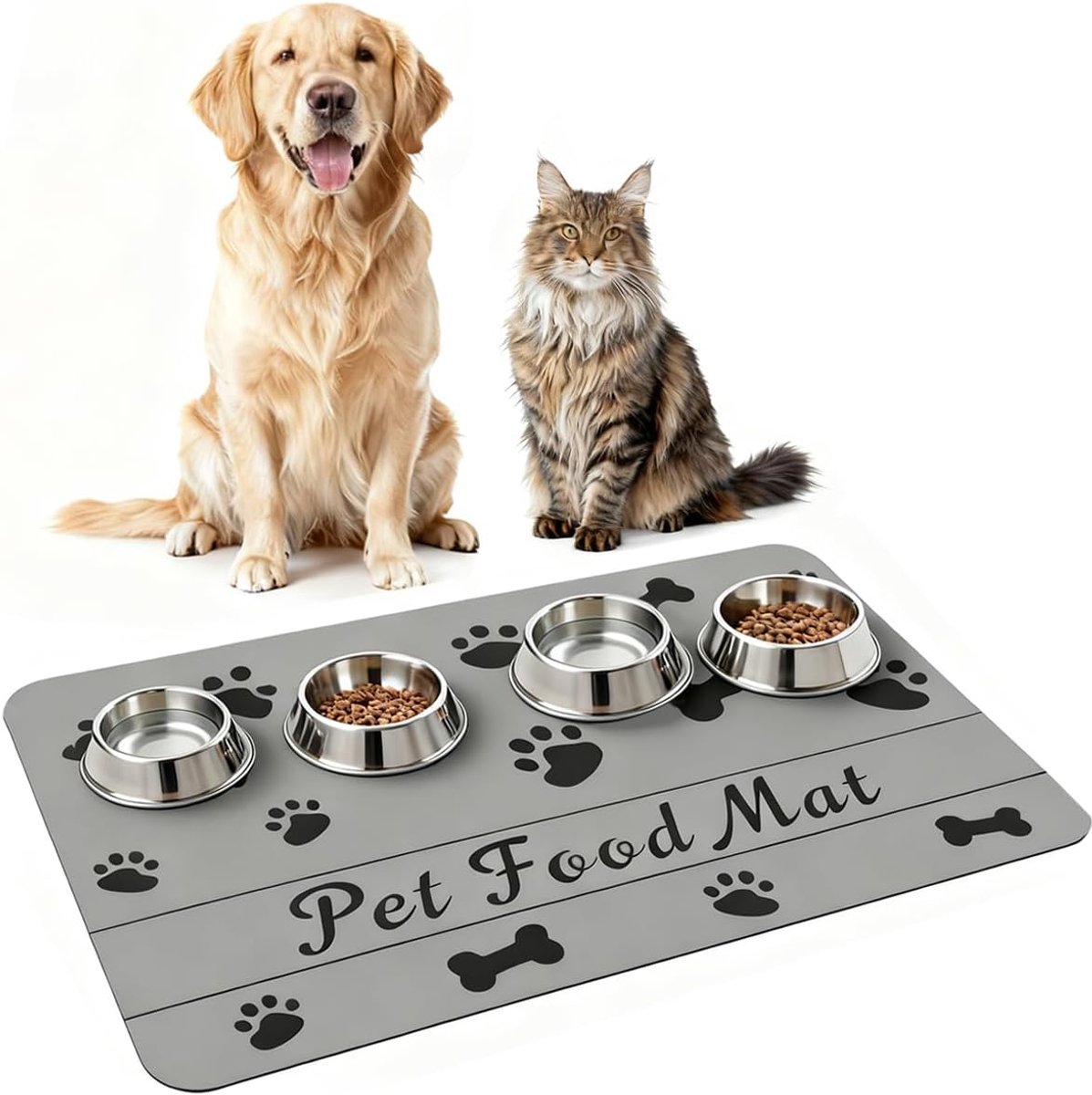 Bakmat voor honden en katten 50x30 cm, absorberende huisdierenvoermat