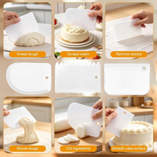 Spatels van roestvrij staal taartschraper crêpespreider, 6 paletmes bakset — afbeelding 5