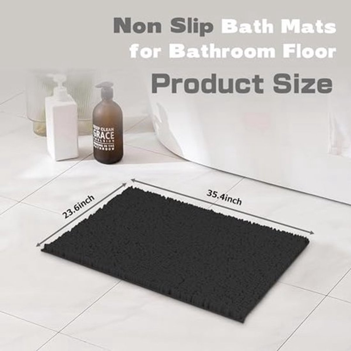 Antislip Chenille Badmat - Ultrazacht en Sterk Absorberend, 90 x 60 cm
