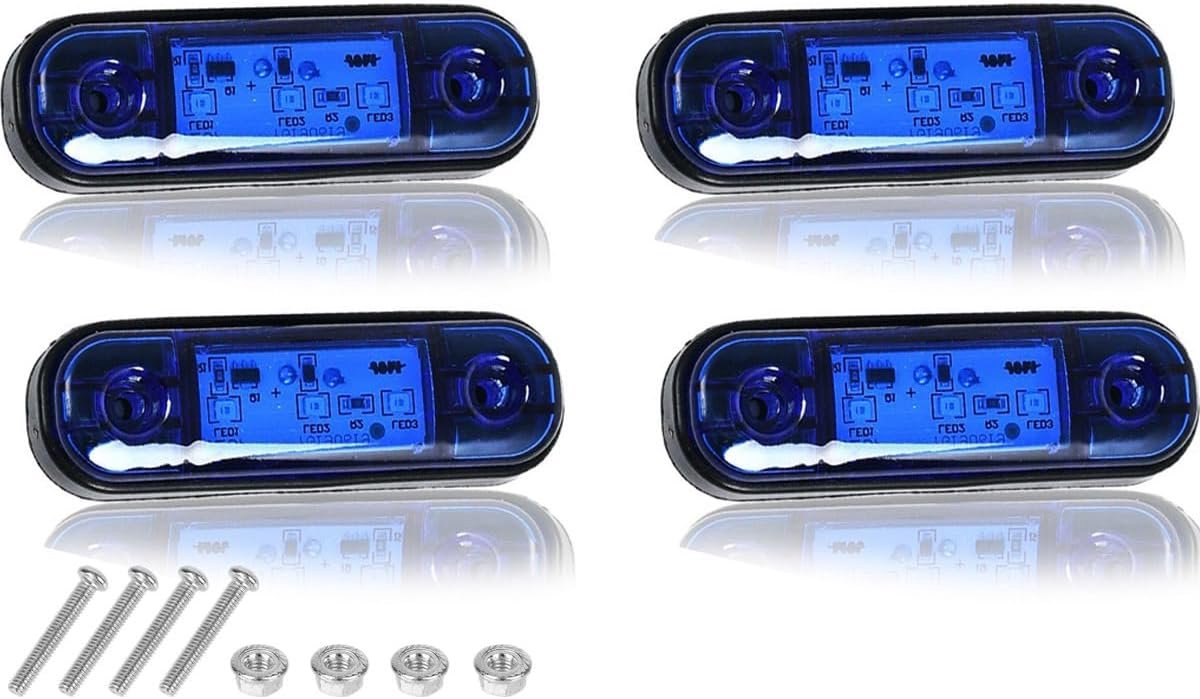 Zijmarkeringslichten met 3 leds, 12 V-24 V, universele zijknipperlichten, IP65 waterdicht, voor en achter, voor vrachtwagen, camper, caravan (4 stuks)