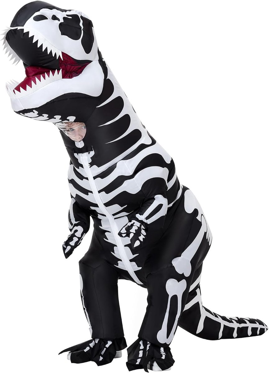 Opblaasbaar skelet-dinosauruskostuum voor volwassenen en kinderen, T-Rex-dinosauruskostuums, grappig Halloween-dinokostuum, skelet, party, cosplay