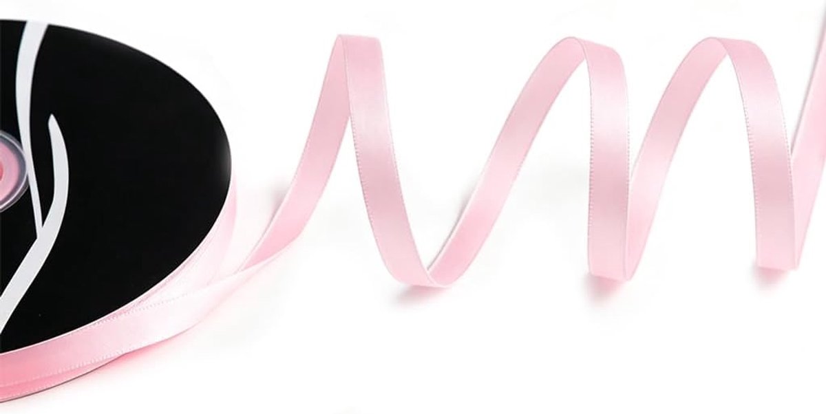 Lint, roze, 1 cm x 73 m, dun, dubbelzijdig lint voor geschenkverpakking, bruiloftsdecoratie, strikken, naaien, boeketten en feestelijke evenementen, gladde en glanzende stof