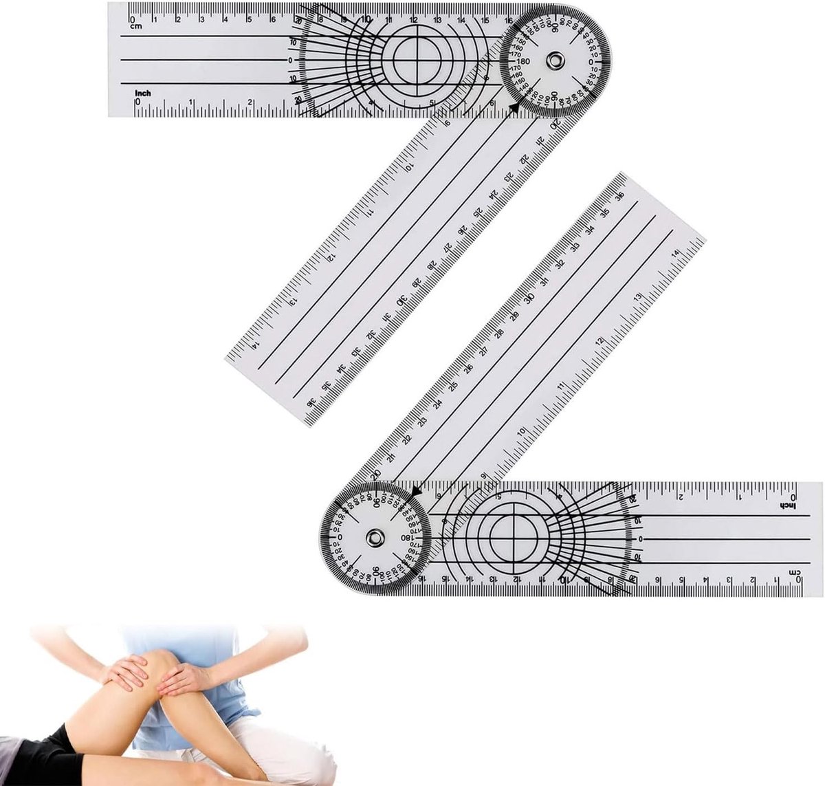 Plastic goniometer, 2 PSC 360 graden plastic gradenboog hoekzoeker multifunctionele goniometer hoekmeetinstrument voor houtbewerking en fysiotherapie verstelbare markeringshalner voor