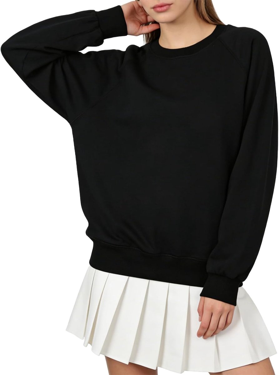 Sweatshirt dames katoen pullover hoodie zonder capuchon casual basic damestrui lange mouwen ronde hals lange mouwen losse top tops