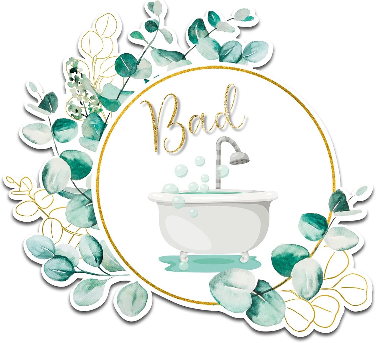 Sticker deursticker voor toilet badkamer deur toilet deco sticker met bloemen motief muursticker muursticker zelfklevend Y066 (09 Bad 2)
