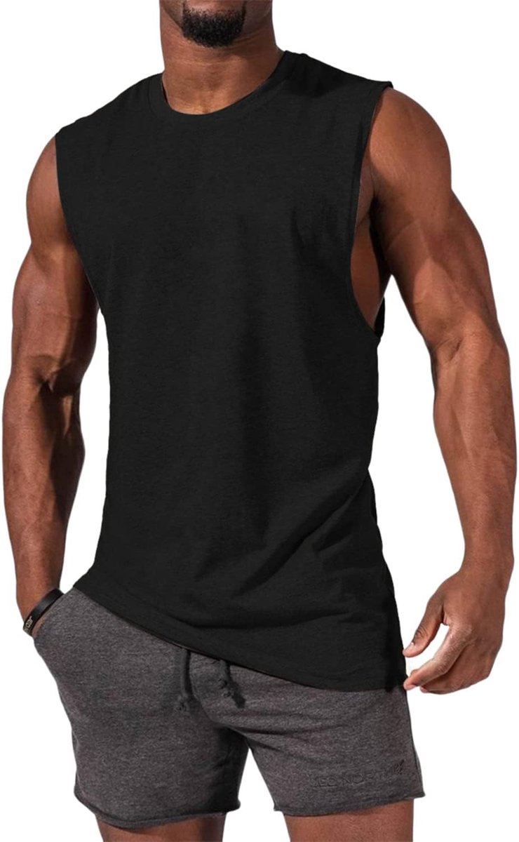 Tanktop voor heren, mouwloos spiershirt, gym, sport, onderhemd mannen, ronde hals, T-shirt, fitness, T-shirt voor mannen