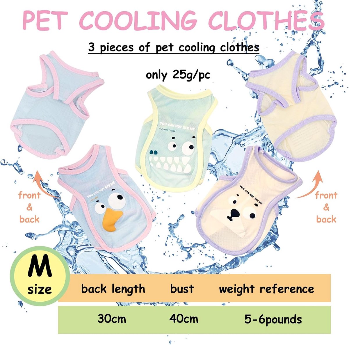 Sneldrogend hondenkoelvest voor warmteafvoer, lichtgewicht koeljas voor huisdieren (borst 40 cm/rug 30 cm), zomerse koele jas voor honden 5-6 lbs, huisdier coole shirts voor binnen en