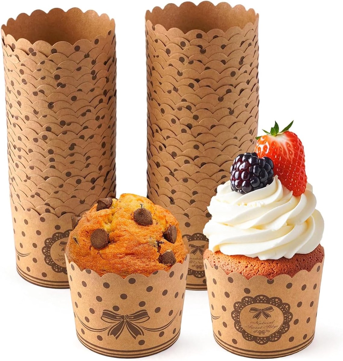 50 stuks bakvormen van kraftpapier, cupcakevormen, hittebestendig, voor cupcakes, desserts, bruiloften, verjaardagen en feestjes (bruin)