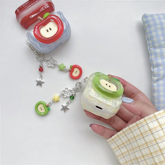Hoesje voor Airpods 3 met sleutelhanger, schattig 3D rood appelpatroon, zachte siliconen hoes voor vrouwen en meisjes, anti-val, schokbestendige beschermhoes voor AirPods 3e generatie — afbeelding 5