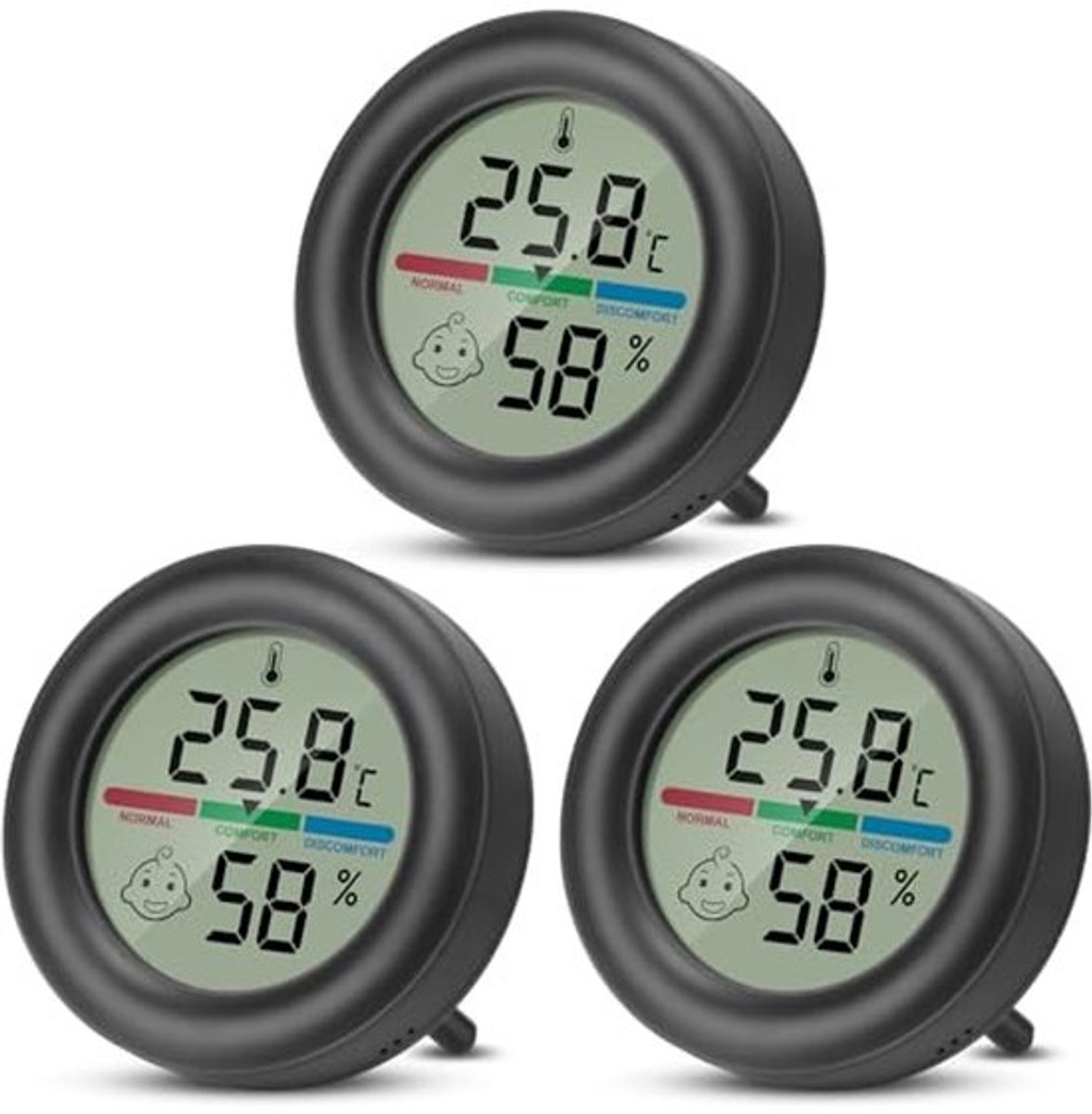 Mini hygrometer en digitale thermometer voor binnen - Temperatuur- en luchtvochtigheidmeter met comfortweergave